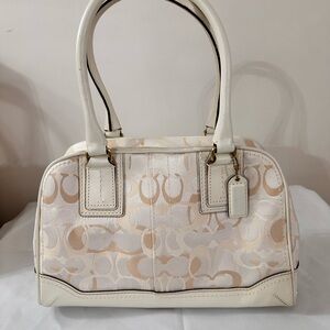 Coach Cream and Tan Shoulder Bag